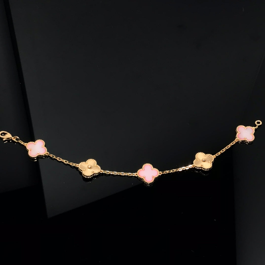 [kincade]CLOVER BRACELET 5 MOTIF PINK AND PINK GOLD