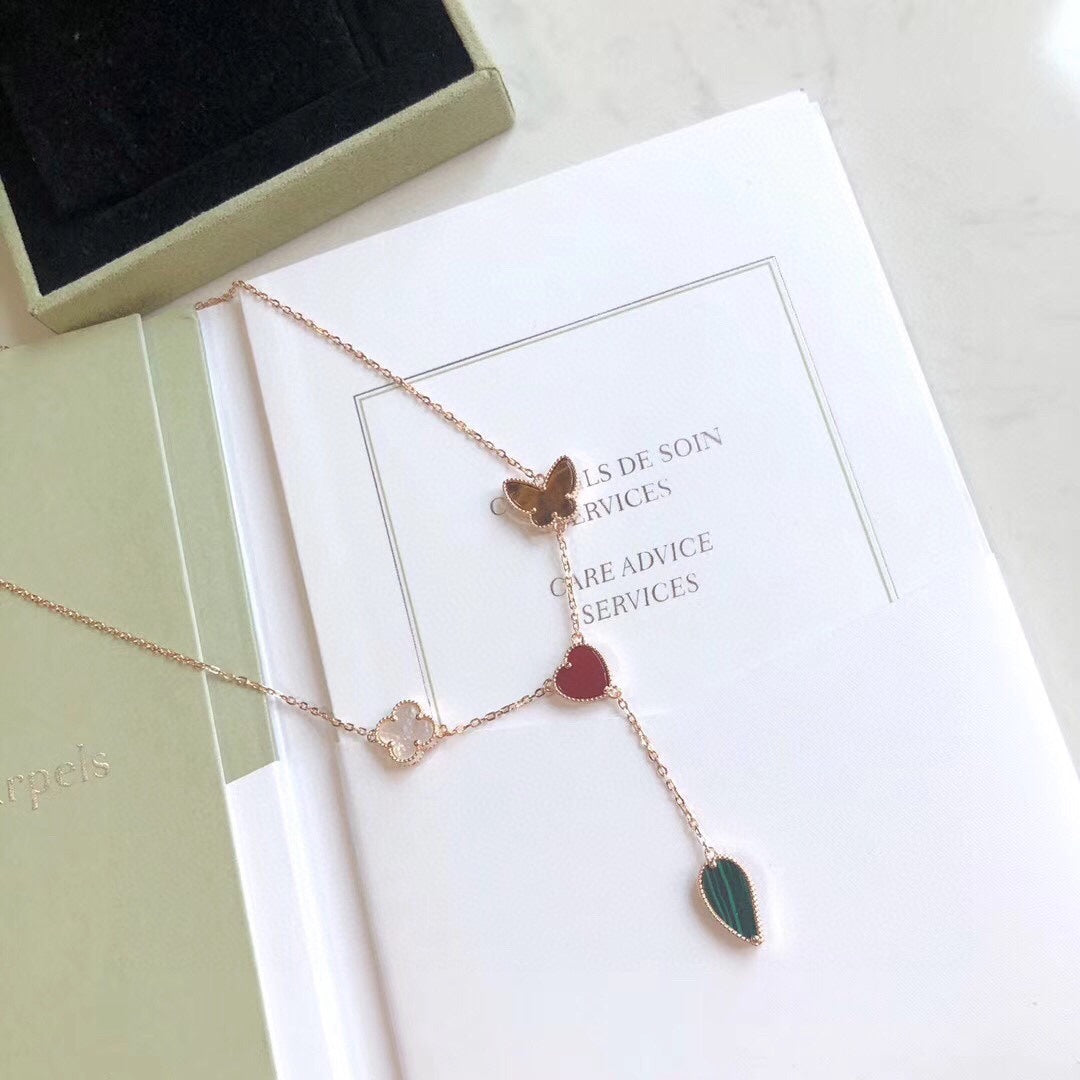 [kincade]LUCKY SPRING 4 MOTIFS ROSE GOLD NECKLACE