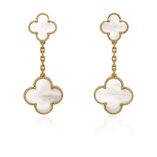 [kincade]CLOVER 2 MOTIF WHITE MOP EARRINGS