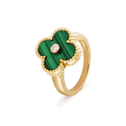 [kincade]CLOVER MALACHITE RING GOLD DIAMOND