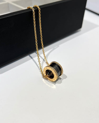 [kincade]ZERO 1 BLACK CERAMIC DIAMOND PINK GOLD NECKLACE