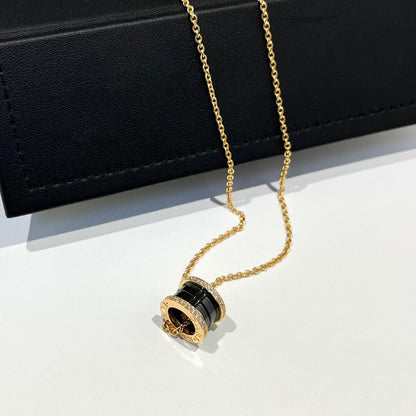 [kincade]ZERO 1 BLACK CERAMIC DIAMOND PINK GOLD NECKLACE